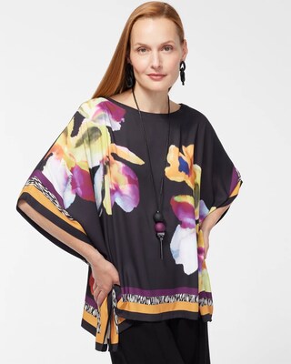 Floral Print Poncho