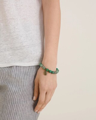 Green Beaded Stretch Bracelet