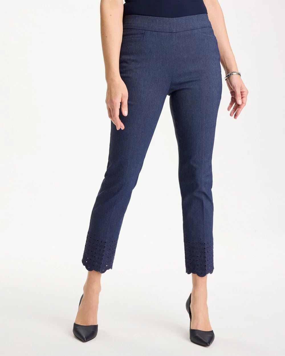 Brigitte™ Slim Embroidered Pull-On Crop Pant