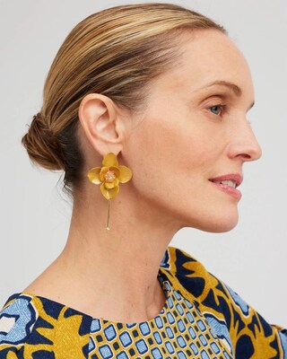 Yellow Flower Drop Earrings