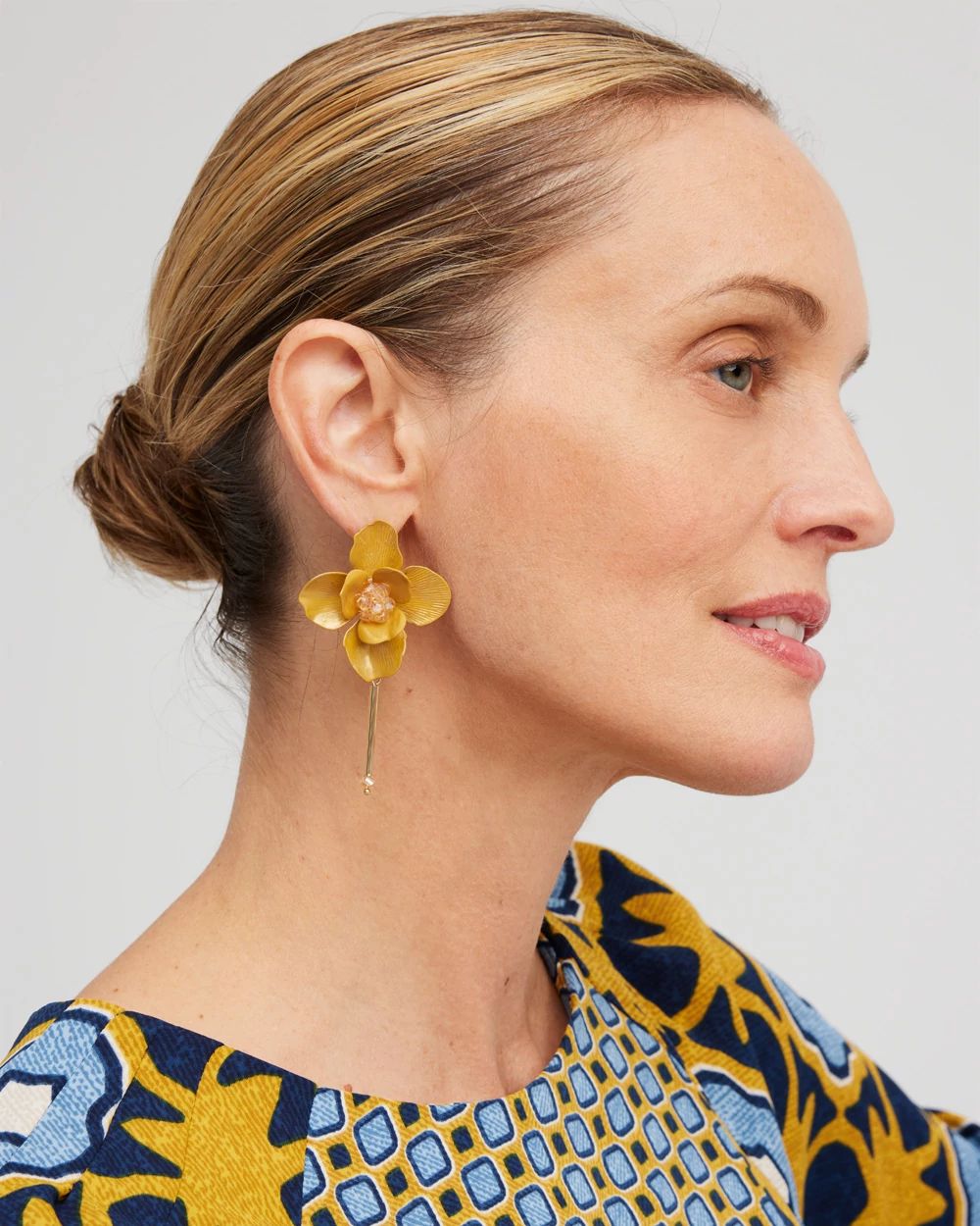 Yellow Flower Drop Earrings
