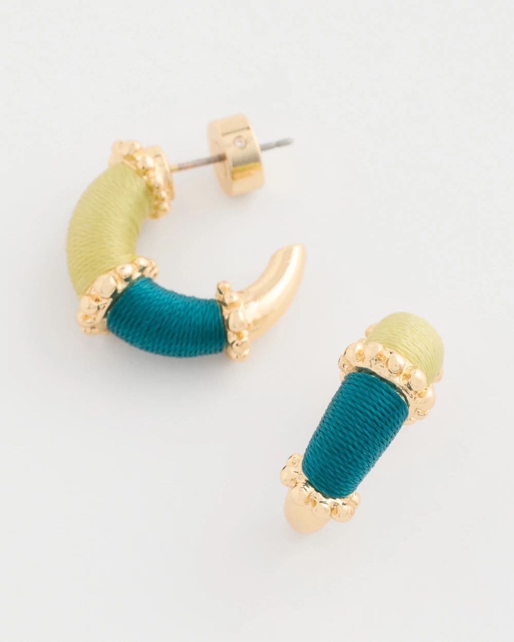 Goldtone Two-Tone Threaded Hoop Earrings