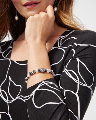 Faux Pearl Fireball Pavé Stretch Bracelet