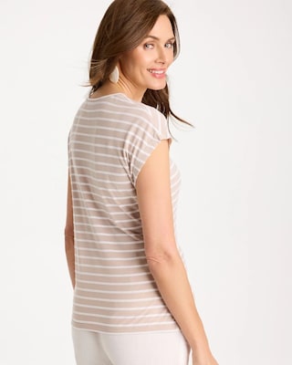 Striped Tie-Front Tee click to view larger image.
