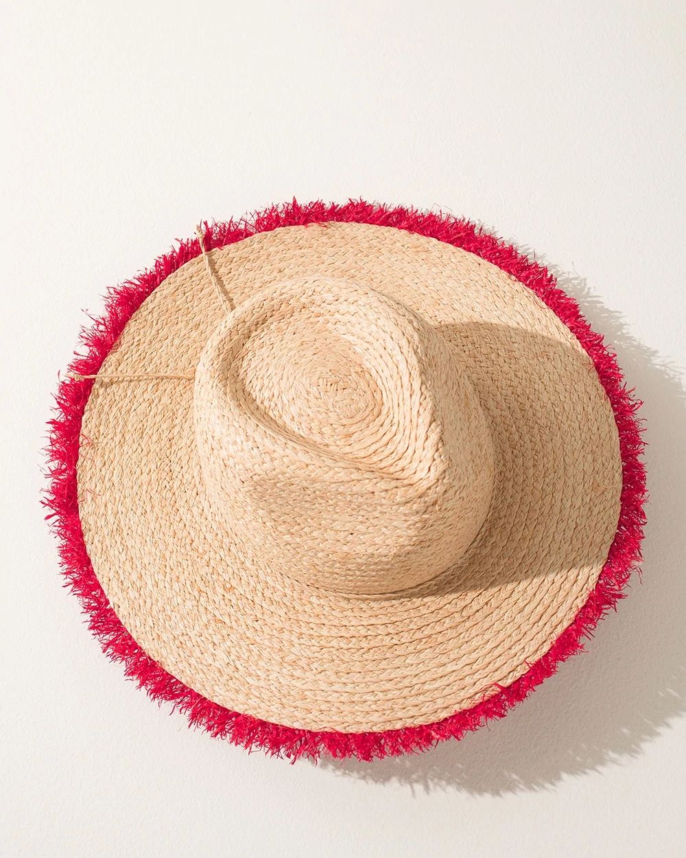 Red Fringe Raffia Straw Hat