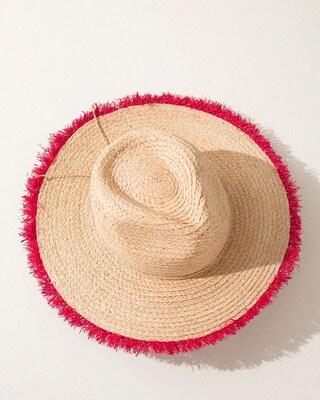 Red Fringe Raffia Straw Hat