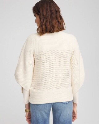 Mock Neck Dolman Sleeve Sweater Poncho click to view larger image.