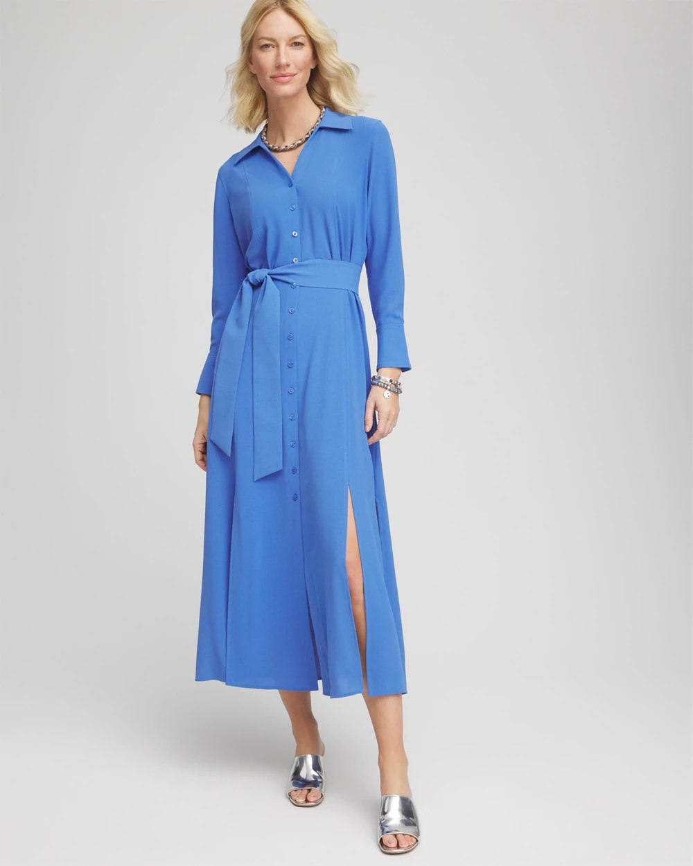 black long sleeve belted dress Elea Long Sleeve Midi Dress with Belt Fit and Flare