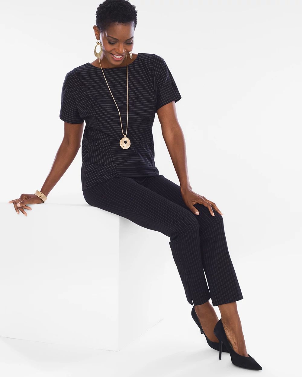 Pinstriped Ponte Tee