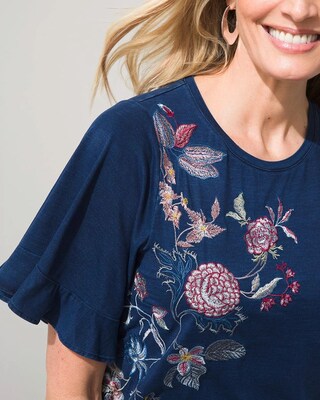 Embroidered Flare Sleeve Tee