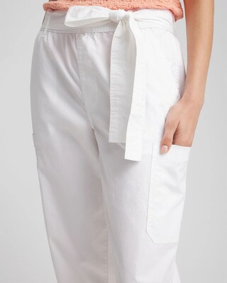 Poplin Pull-On Tapered-Leg Cropped Pants click to view larger image.