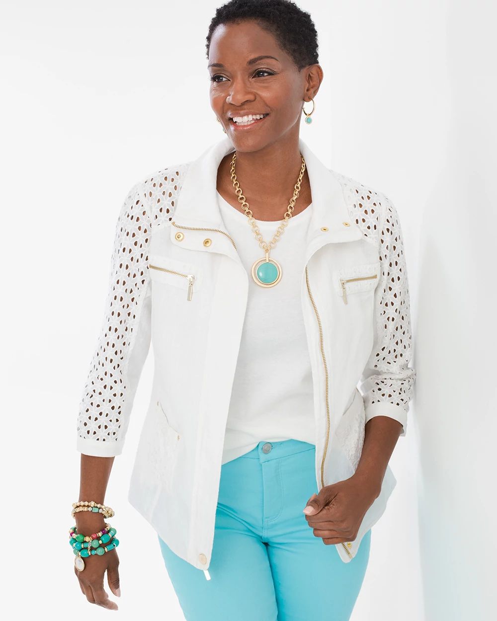 Linen Eyelet Jacket