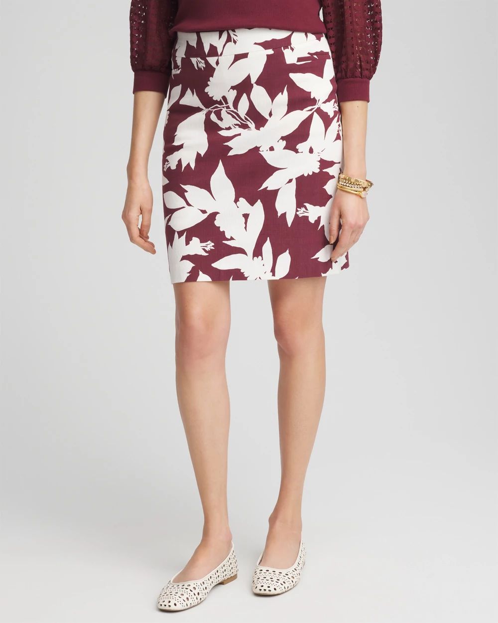 Brigitte™ Slub Floral Pull-On Skort
