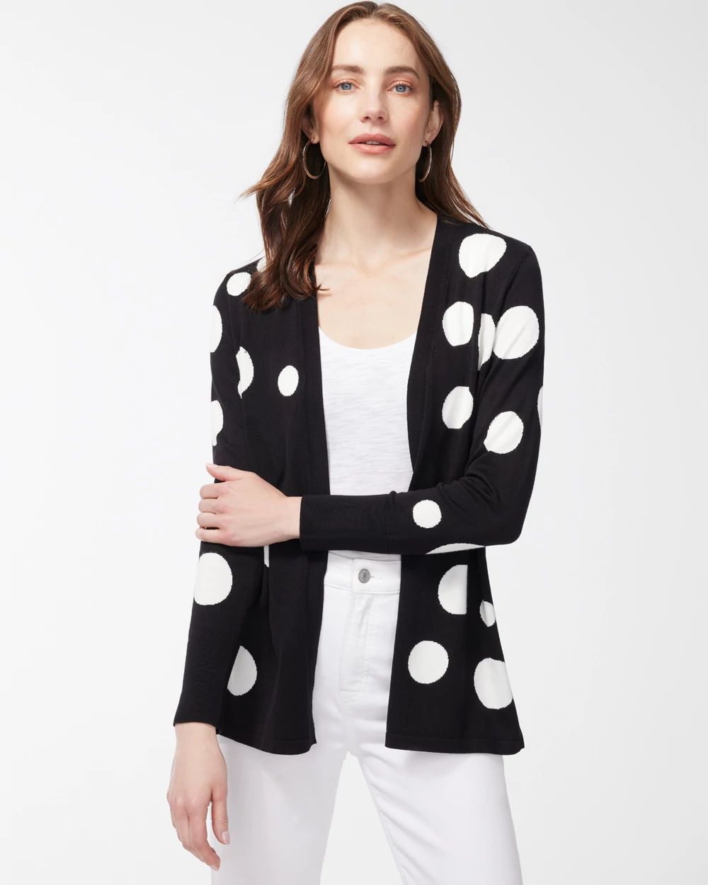 Spun Rayon Dot Print Cardigan