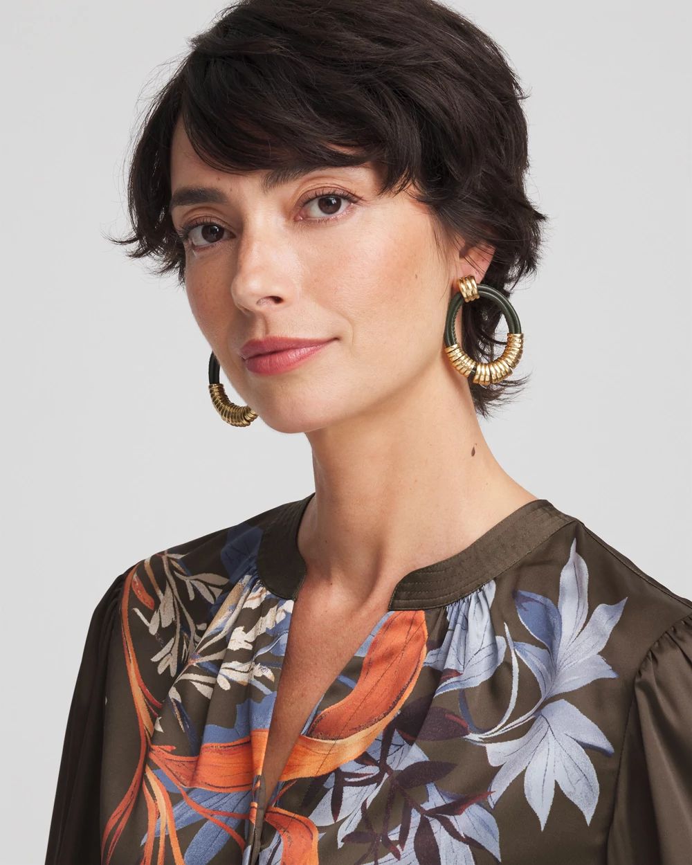 No Droop™ Olive Leather Hoop Earrings
