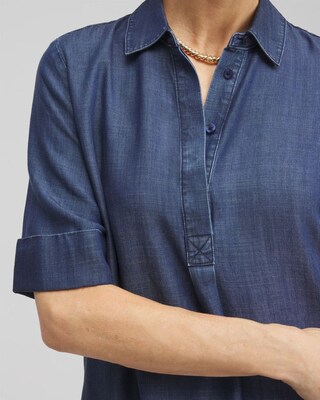 Elbow Sleeve Popover Shirt Dress