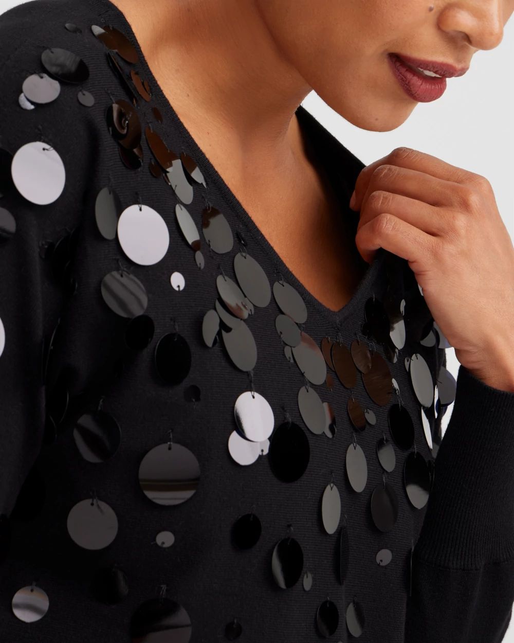 Mixed Sequin Pullover Sweater