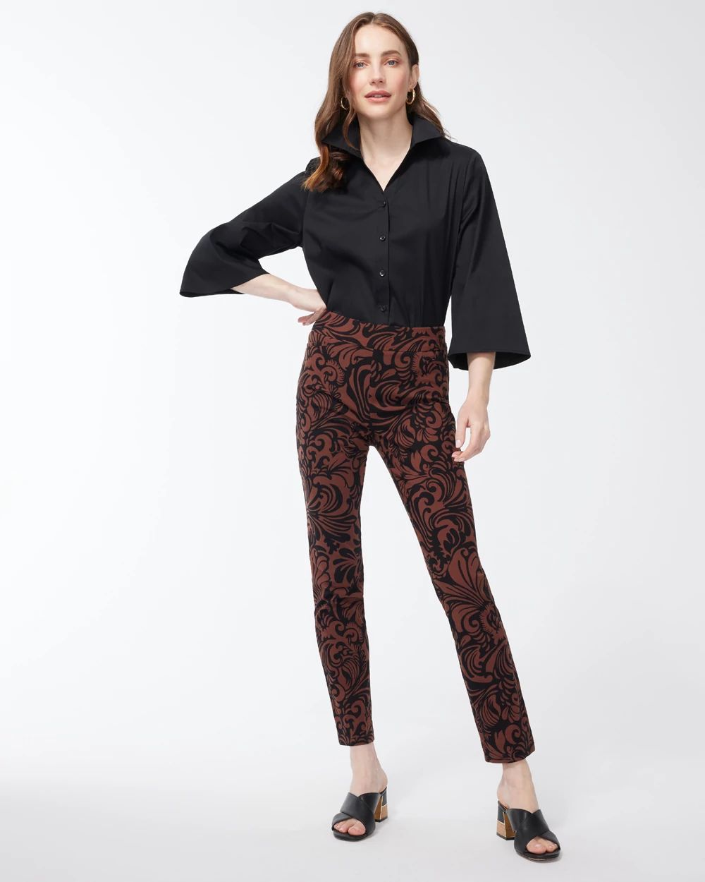 Brigitte Scroll Print Ankle Pants click to view larger image.