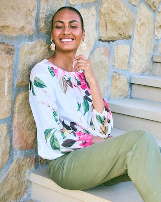 Crewneck Satin Bubble Hem Top