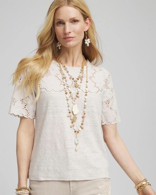 Embroidered Lace Linen Tee