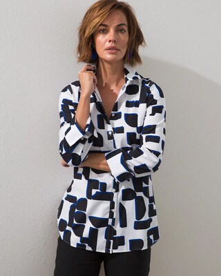 No-Iron Block Print Shirt