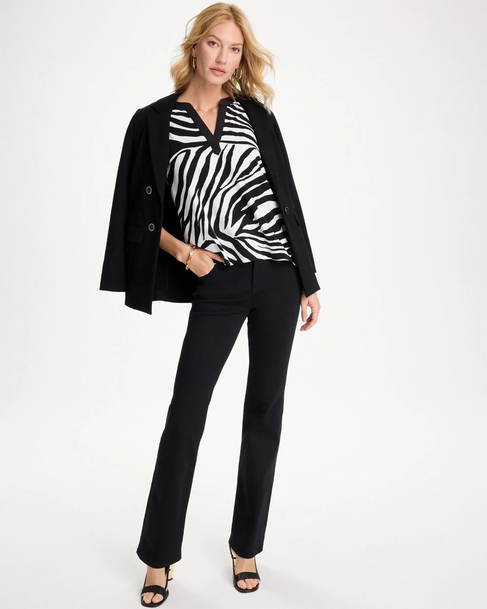 Zebra Cotton-Stretch Notch Neck Tank