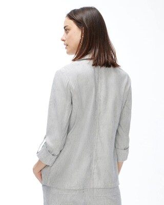 Linen-Blend Striped Blazer