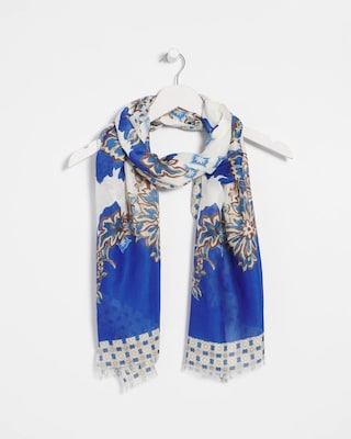 Colorblock Floral Oblong Scarf click to view larger image.