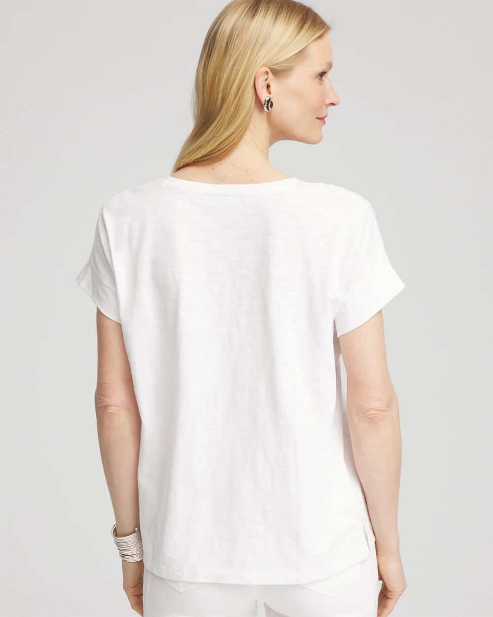 Paillette Trim Cotton Slub Tee