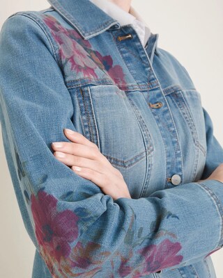 Floral-Print Denim Jacket