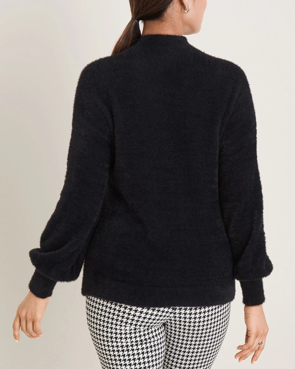 Mock-Neck Eyelash Sweater