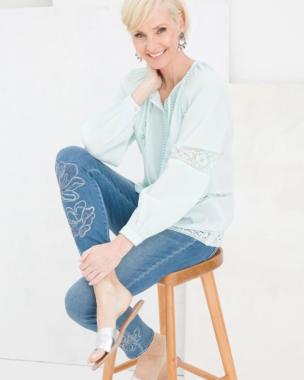 Chain-Trim Pull-On Jeggings