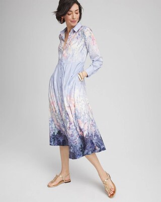 Floral Matte Satin Midi Shirtdress click to view larger image.