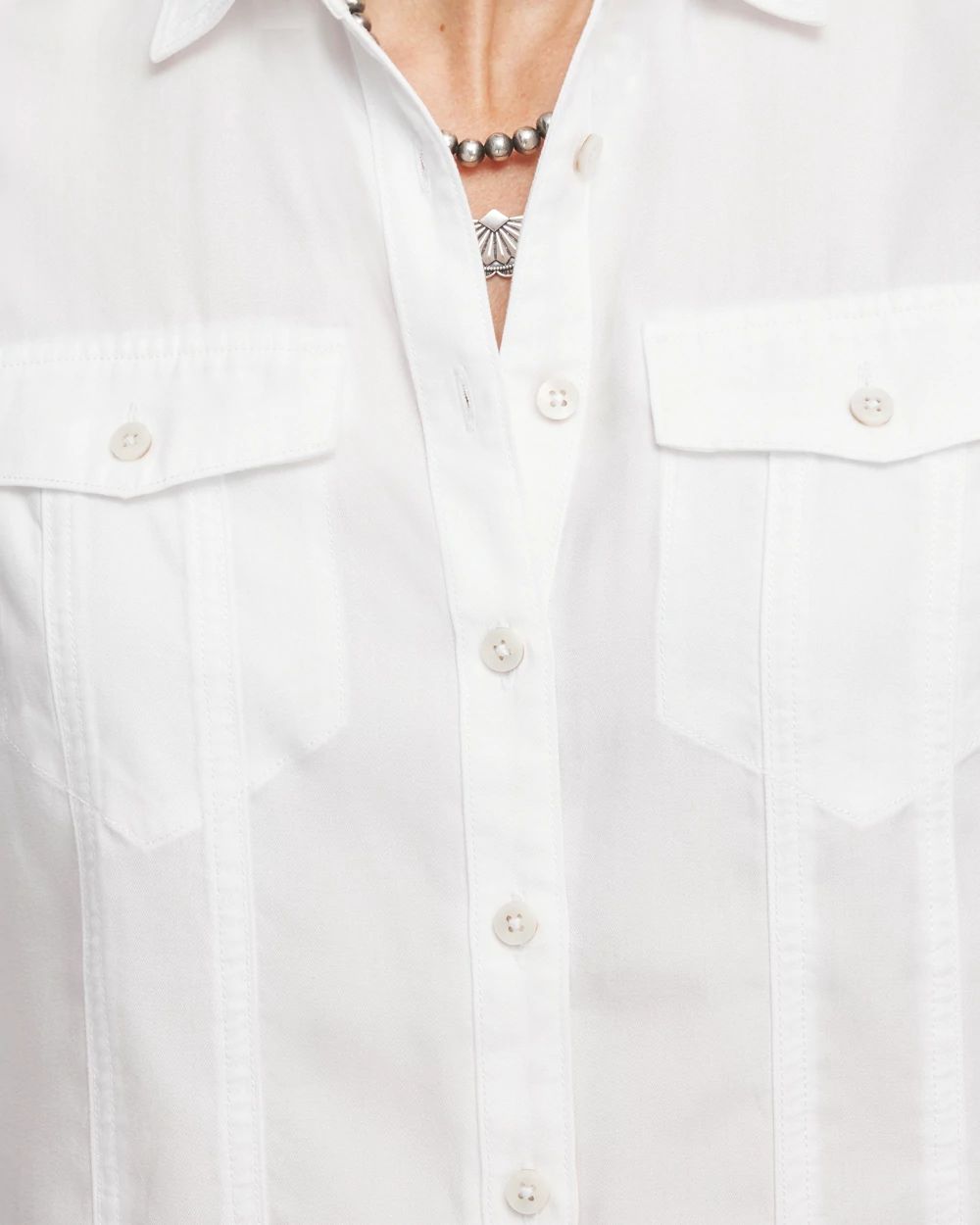 Split Cuff Denim Pocket Shirt