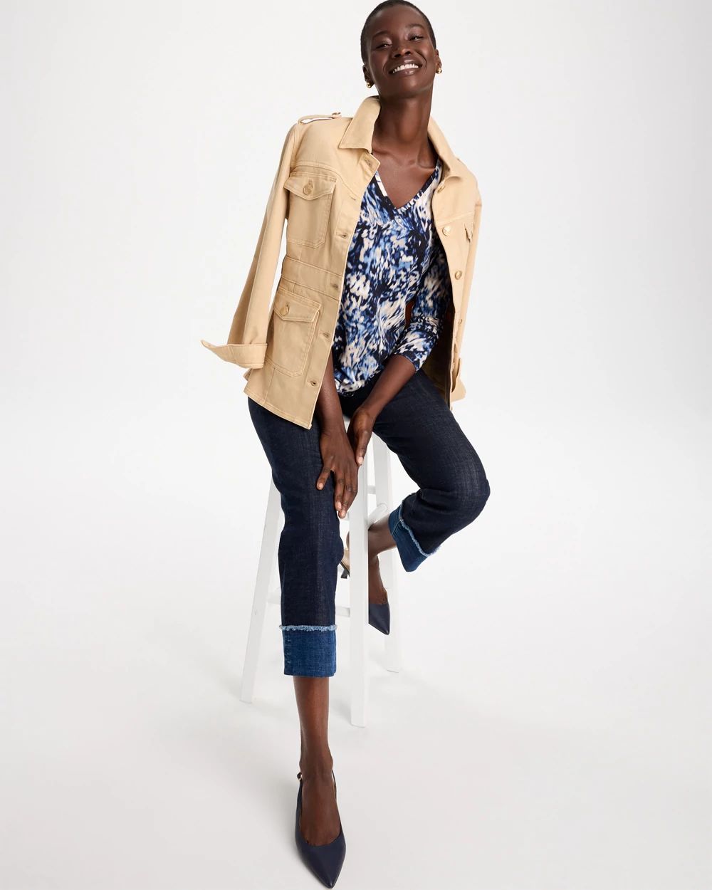 Swirled Touch of Cool™ V-Neck Layering Tee click to view larger image.