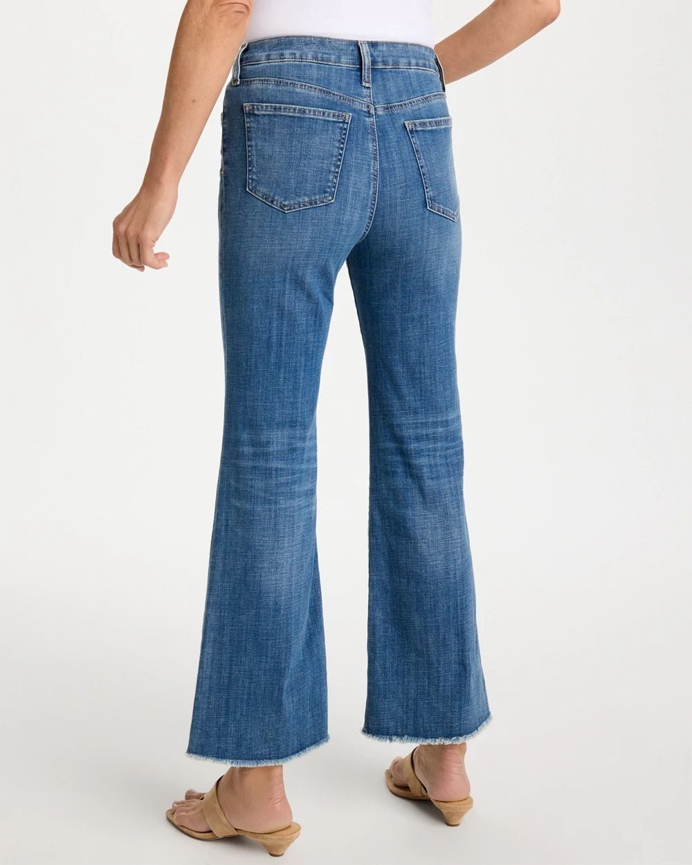 Girlfriend Frayed Flared Jeans click to view larger image.