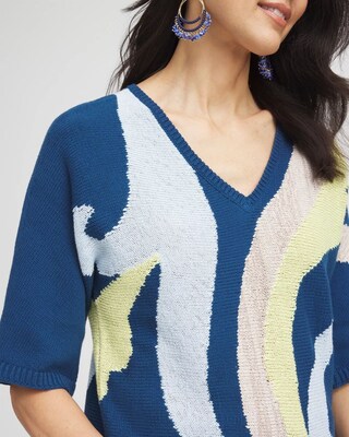 Print V-Neck Pullover Sweater click to view larger image.
