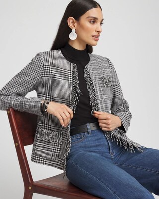 Mixed Tweed Fringe Jacket click to view larger image.