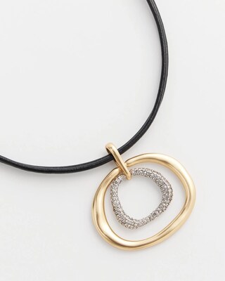 Pavé Pendant Faux Leather Necklace click to view larger image.