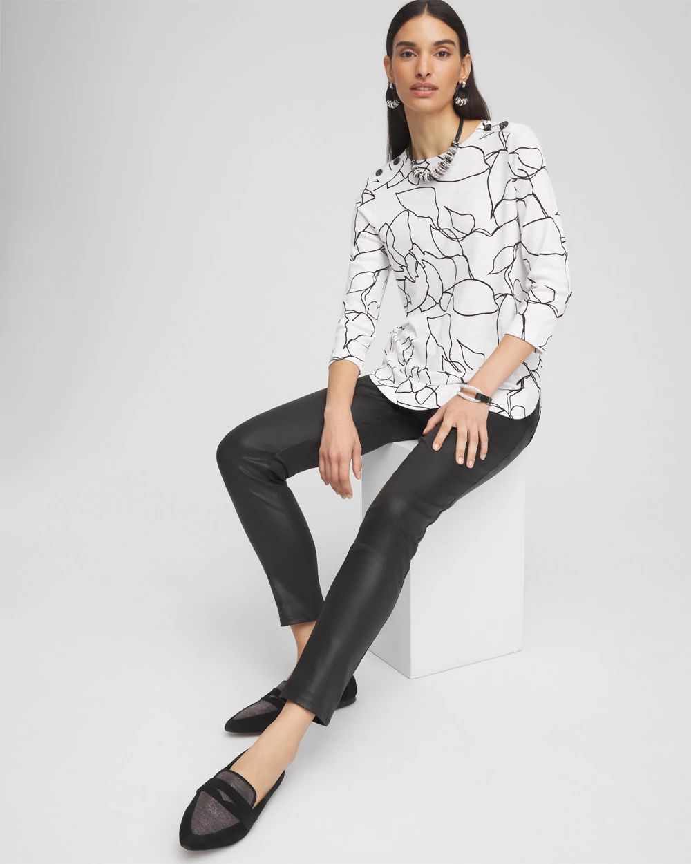 Leaves Button Trim Tunic