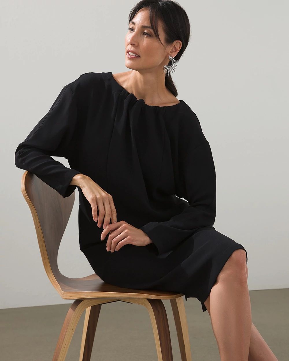 Tie-Back Crepe Midi Dress