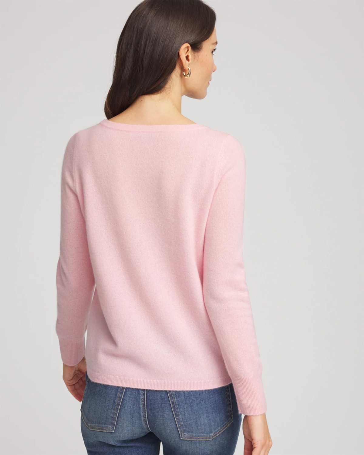 Chico's Embellished Cashmere Pullover Sweater In Blushed In Pink