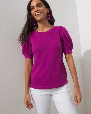 Puff Sleeve Slub Tee