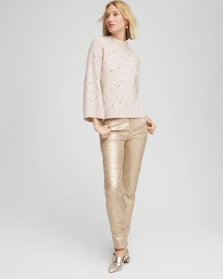 Sequined Cable Knit Sweater click to view larger image.