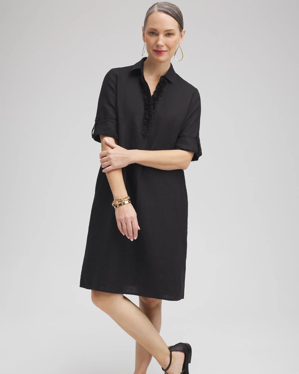 Linen 3D Floral Dress