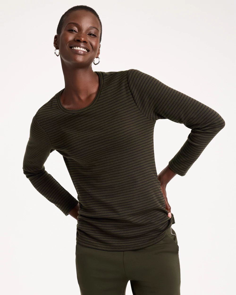 Zenergy® Knit Striped Ribbed Pullover