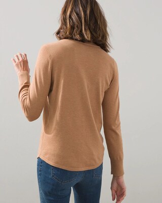Caviar-Trim V-Neck Pullover Sweater