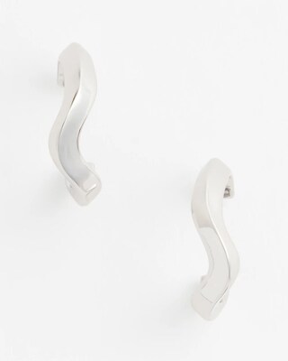 No Droop® Silvertone Wavy Hoop Earrings click to view larger image.