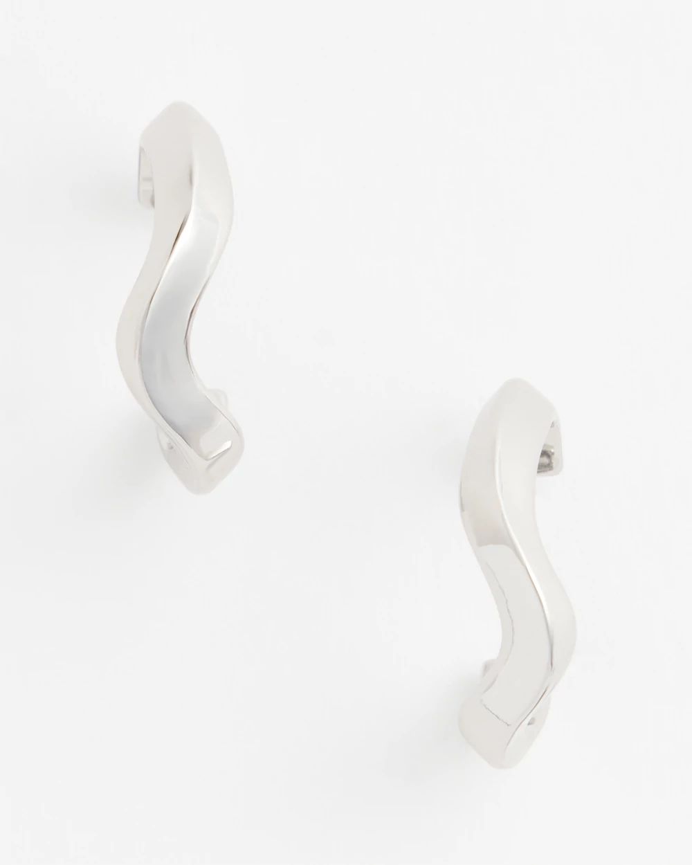 No Droop® Silvertone Wavy Hoop Earrings