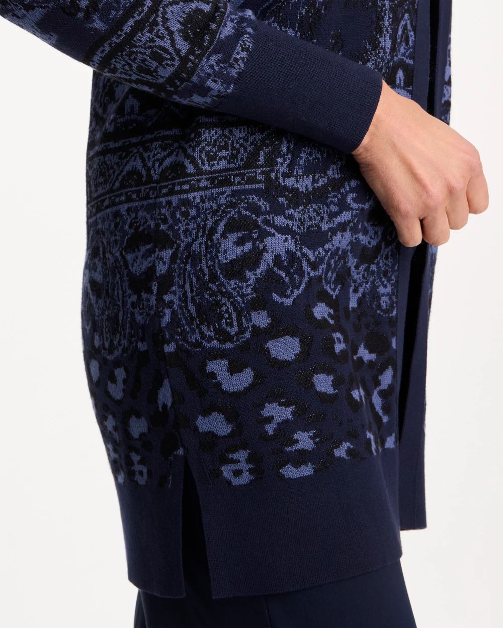 Ella Jacquard Open-Front Cardigan click to view larger image.